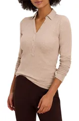 ニックプラスゾーイ レディース トップス シャツ リブニット NICZOE Perfect Rib Knit Long Sleeve Polo MALT