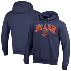 チャンピオン メンズ アウター パーカー・スウェット ロゴ Mens Champio navy Chicago Bears Powerblend Arch over Logo Hoodie Navy