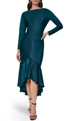 ダナ キャラン ニューヨーク レディース トップス ワンピース サテン Donna Karanew York Long Sleeve Satin Mermaid Cocktail Dress HUDS