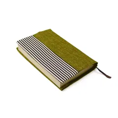 【新品】 栞紐つきブックカバー 無地 ストライプ *6130000697994* (グリーン)