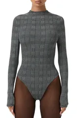 ネイキッドワードローブ レディース トップス シャツ プリント ボディースーツ Naked Wardrobe Naked Snakeskin Print Long Sleeve Bodysuit HO