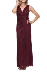 アレックスイブニングス レディース トップス ワンピース メッシュ ノースリーブ Alex Eveningsleeveless Glitter Mesh Gown FIG