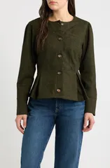 ウィットウィズダム レディース アウター ジャケット・ブルゾン Wit Wisdom Puff Shoulder Button Front Jacket GOLDEN OLIVE オリーブ