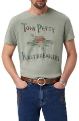 ジョンバルベイトス メンズ トップス Tシャツ コットン 刺繍 John Varvatos Tom Petty Organicotton Embroide red TShirt ASH アッシュ