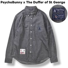 日本製 サイコバニー PsychoBunny x ザ ダファー オブ セントジョージ The Duffer of St George 長袖 ネルシャツ ボタンダウン コーデュロイ M グレー メンズ