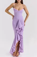 ハウスオブシービー レディース トップス ワンピース フリル メッシュ HOUSE OF CB Gabbi Ruffle MeshighLow Cocktail DressHEER LILAC ライラ
