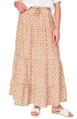 ギブソンルック レディース ボトムスカート ティアード マキシ GIBSONLOOK Tie red Maxi Skirt MOCHA SHELL モカ