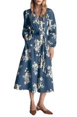 ボーデン レディース トップス ワンピース ミディ コットン Bodenicola Cotton Midi Dress BLUE FLECKED BUNCH ブルー