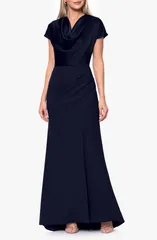 ベッツィアンドアダム レディース トップス ワンピース サテン Betsy Adam Cowl Neck Satin Gow nAVY ネイビー
