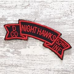 HA69 ベトナム 戦争 ワッペン 1枚 米陸軍 第52歩兵連隊 D中隊 NIGHT HAWKS タブパッチ 米軍 サバゲー ミリタリー 軍物 古着 鳥 鷲 鷹 黒 赤