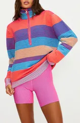 ビーチライオット レディース アウター パーカー・スウェット ハーフジップ セーター Beach Riot Lainey Stripe Half Zip Sweater VIBRANT VOLLEY