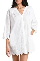 ラブランカ レディース トップス ワンピース ミニ La Blanca Crinkle Collective CoverUp Minidress WHITE ホワイト