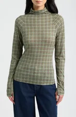 ラグアンドボーン レディース トップス シャツ タートルネック rag bone Shaw Paneled Plaid Turtleneck TShirt GRNMT チェック