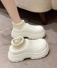 EVAショートブーツ ソックス風 裏起毛【カラー：アイボリー　商品コード：2BUZHUO-001】