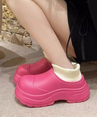 EVAショートブーツ ソックス風 裏起毛【カラー：ホットピンク　商品コード：2BUZHUO-001】