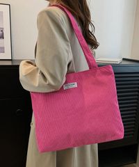 コーデュロイ大容量トートバッグレディース カラー：フューシャピンク 商品コード：6ZMIN-011