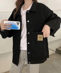 デニムジャケット レディースGジャン韓国 カラー：ブラック 商品コード：86HANYAM-005