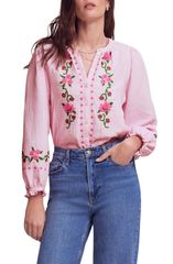 ボーデン レディース トップス シャツ Boden Camille Double Cloth ButtonUp Shirt PINK EMBROIDERY ピンク