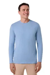 クーリバー メンズ トップス Tシャツ Coolibar Mens Morada Long Sleeve TShirt UPF 50 Sun Protection Light Blue Heather