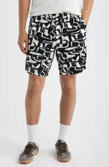ワックスロンドン メンズ ボトムス ハーフパンツ・ショーツ ショートパンツ コットン リネン Wax London Kurt Squiggle Geo Cotton Linen Shorts BLAC