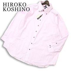 【新品 未使用】 HIROKO KOSHINO ヒロココシノ 長袖 ストライプ ボタンダウン シャツ 大きいサイズ 特大 Sz.7L メンズ