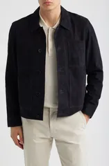 レイス メンズ アウター ジャケット・ブルゾン シャツ スエード Reiss Wilstead Suede Shirt Jacket NAVY ネイビー