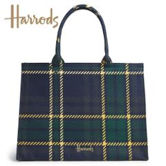 新品正規品 Harrods ハロッズ タータンチェック トートバッグ大容量 緑