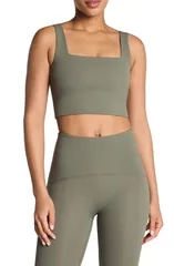 スパンク レディース トップス シャツ SPANX Square Neck Crop Tank Top FROSTED MOSS