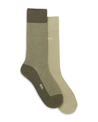 ボス メンズ アンダーウェア 靴下 ロゴ BOSS Logo Crew Socks Pack of 2 Mediun Green グリーン