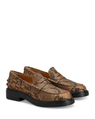 トッズ レディース シューズ スリッポン・ローファー レザー Tods Womens Embossed Leather Loafers Dark Brown ブラウン