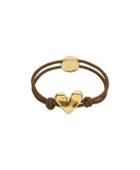 ウノデ 50 レディース アクセサリー ブレスレット・バングル・アンクレット UNOde50 Elastic Thread Bracelet with GoldPlated Heart Brown ブ