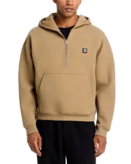 フューゴ メンズ アウター パーカー・スウェット ハーフジップ コットン HUGO Dabinhood Cotton Blend Half Zip Hoodie Beige Overflow ベージュ