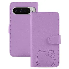 【新品】 グーグル ピクセル9 Pro XL ケース 手帳型 大きな花の顔の猫のパターン スマホケース 選択 指紋なし 適度な厚さ 軽量グリップ 柔軟性 より包括的な保護 スマホ スタンド パープル