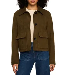サンクチュアリー レディース アウター ジャケット・ブルゾン スエード Sanctuary Avid Faux Suede Spread Collar Long Sleeve Button Front