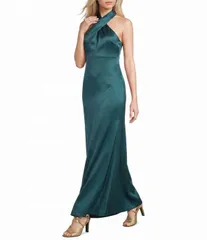 ダナキャラン レディース トップス ワンピース A ライン ホルター Donna Karan Stretch Mikado Halter Neck A Line Long Dress Hudson