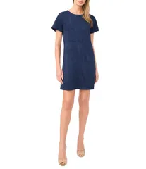 ヴィンスカムート レディース トップス ワンピース クルーネック ミニ スエード Vince Camuto Crew Neck Short Sleeve Suede Mini Dress Classi