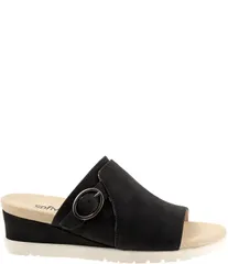 ソフトウォーク レディース シューズ サンダル スエード SoftWalk Newberry Suede Buckle Wedge Slide Sandals Black ブラック