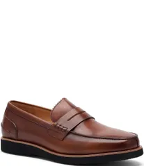 マークノーラン メンズ シューズ スリッポン・ローファー レザー Marc Nolan Mens Abe Leather Penny Loafers Mahogany