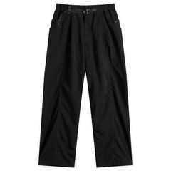 アンドワンダー メンズ ボトムス カジュアルパンツ ナイロン and wander Crinkled Nylon Trousers Black ブラック
