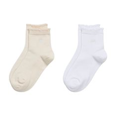 キャリー メンズ アンダーウェア 靴下 CALIA Womens Pointelle Quarter Socks 2 Pack WhiteCloud Cover ホワイト