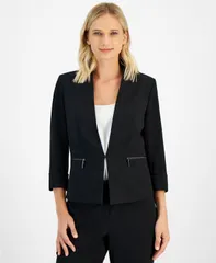 カスパール レディース アウター ジャケット・ブルゾン クレープ ブレザー Kasper Womens StretchCrepe OpenCollar Blazer Black ブラック