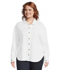 モッドドック レディース アウター パーカー・スウェット ボタンダウン シャツ ダウン Mododoc Long Sleeve Button Down Overshirt White ホワイト