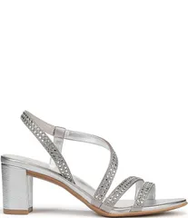 ナチュライザー レディース シューズ サンダル ヒール Naturalizer Vanessa Strappy Crystal Detail Block Heel Dress Sandals Silv