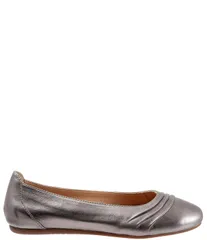 ソフトウォーク レディース シューズ パンプス ギャザー レザー SoftWalk Safi Ruched Leather Flats Pewter ピューター