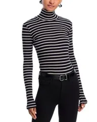 マザー レディース トップス Tシャツ MOTHER The Long Sleeve Hickey Tee Black and White Stripe ホワイト