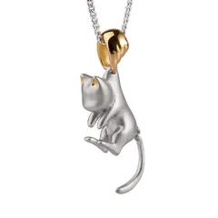 KUNOVO ネックレス楽しい猫の形をしたネックレスフロストテクスチャペンダントネックレスギフトに最適な925シルバーシンプルネックレスym 663e27cf