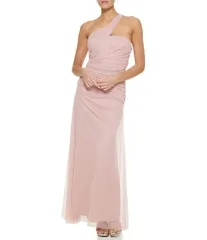 ダナキャラン レディース トップス ワンピース ギャザー メッシュ DKNY By Donna Karan One Shoulderuched Mesh Long Dress Elegant Rose