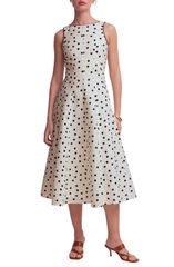 ボーデン レディース トップス ワンピース ミディ リネン Boden Annet Linen Blend Midi Dress Ivory Paintedot Spaced アイボリー