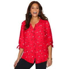 キャサリンズ レディース トップス シャツ ジョーゼット プラスサイズ ブラウス Catherines Womens Plusize Georgette Buttonfrontie Sleeve Ca