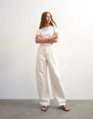 トップショップ レディース ボトムス デニムパンツ ジーンズ Topshop Barrel mid rise jeans in bone WHITE ホワイト